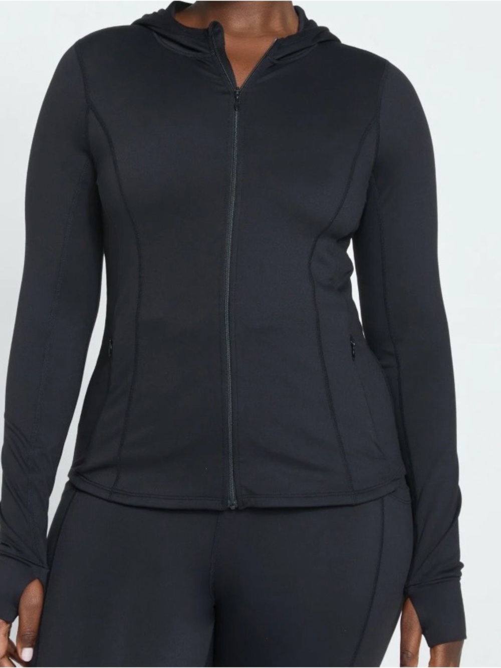 Women's Universal Standard Next to Naked Black Zip-Up Hooded Active Jacket